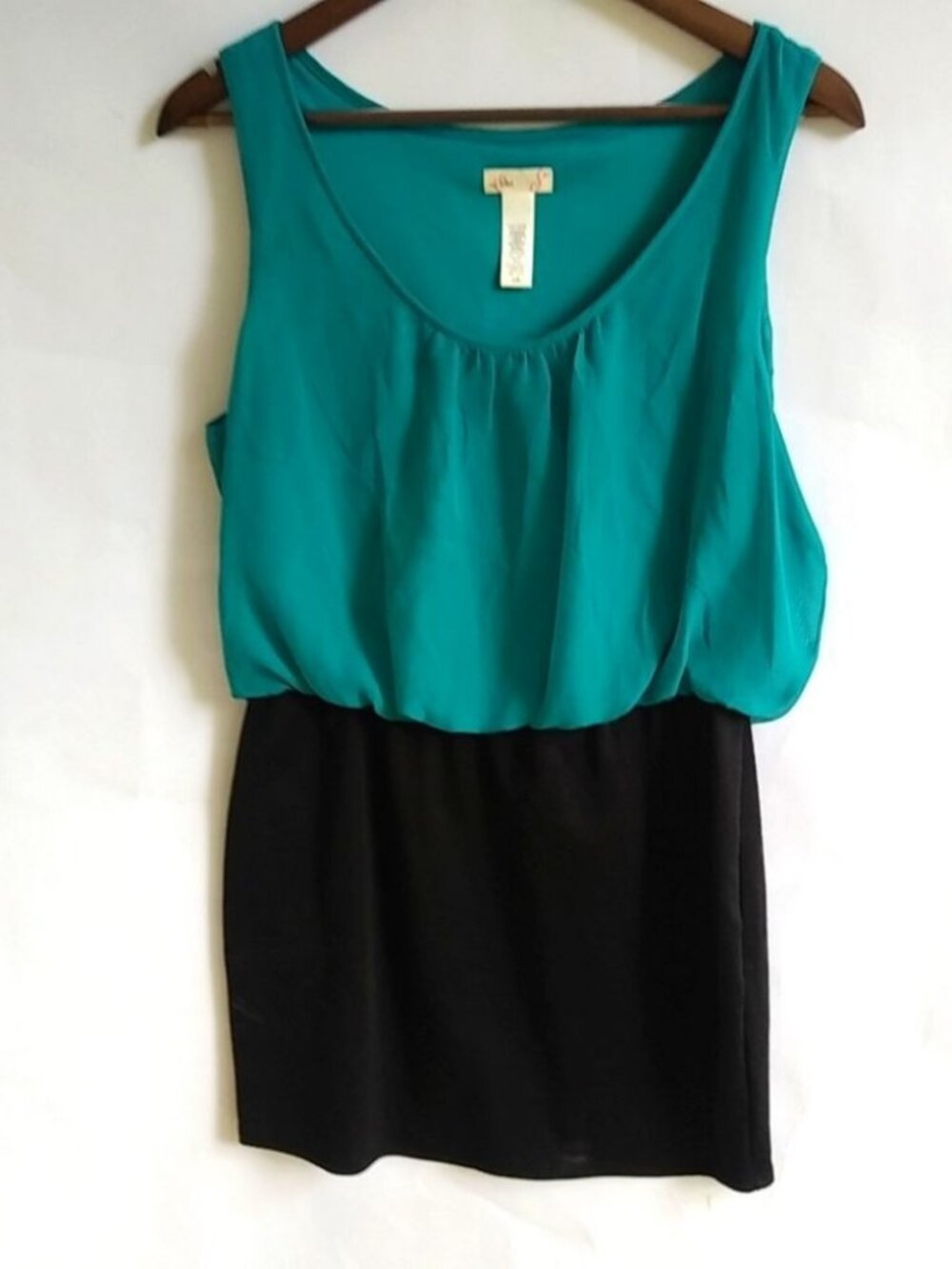 L8ter 8 S Sleeveless Mini Dress in Teal Black